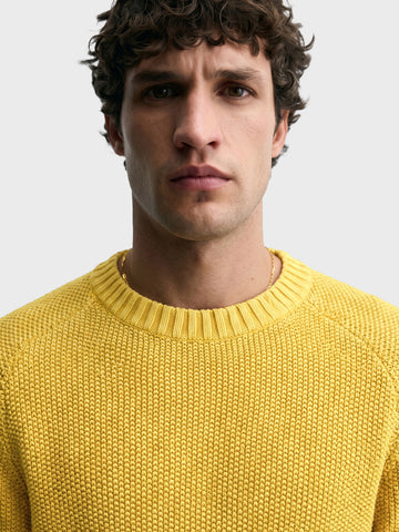 Men's Yellow Regular Fit Solid Casual Sweater