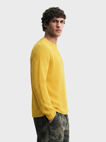 Men's Yellow Regular Fit Solid Casual Sweater