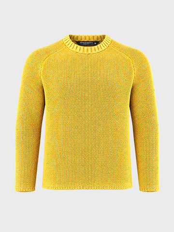 Men's Yellow Regular Fit Solid Casual Sweater