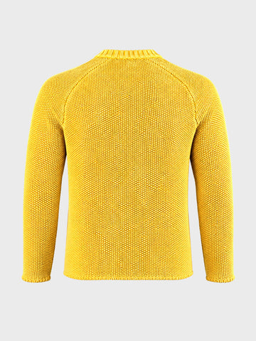 Men's Yellow Regular Fit Solid Casual Sweater