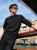 Men's Black Slim Fit Solid Casual Sweater