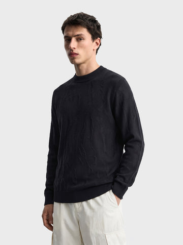 Men's Black Slim Fit Solid Casual Sweater