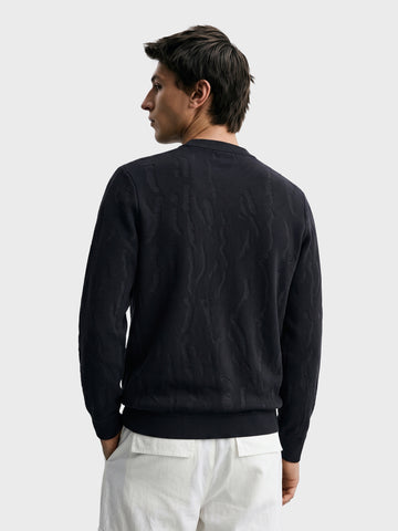 Men's Black Slim Fit Solid Casual Sweater