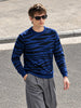 Men's Blue Slim Fit Textured Casual Sweater