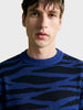 Men's Blue Slim Fit Textured Casual Sweater