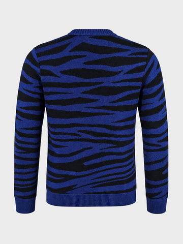 Men's Blue Slim Fit Textured Casual Sweater