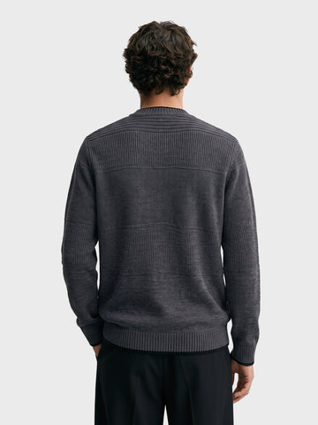 Men's Grey Slim Fit Solid Casual Sweater