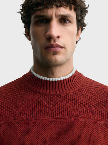 Men's Maroon Slim Fit Solid Casual Sweater