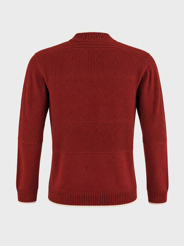 Men's Maroon Slim Fit Solid Casual Sweater