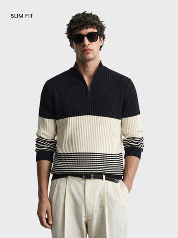 Men's Multicolor Slim Fit Solid Casual Sweater