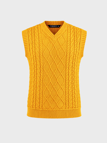 Men's Yellow Regular Fit Solid Casual Sweater