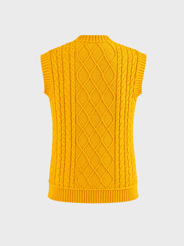 Men's Yellow Regular Fit Solid Casual Sweater