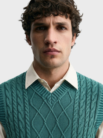Men's Green Regular Fit Solid Casual Sweater