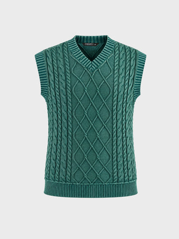 Men's Green Regular Fit Solid Casual Sweater