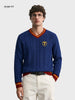 Men's Navy Blue Slim Fit Textured Casual Sweater