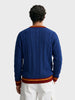 Men's Navy Blue Slim Fit Textured Casual Sweater