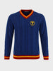 Men's Navy Blue Slim Fit Textured Casual Sweater