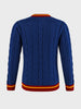 Men's Navy Blue Slim Fit Textured Casual Sweater