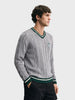Men's Grey Slim Fit Textured Casual Sweater