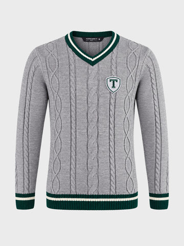 Men's Grey Slim Fit Textured Casual Sweater