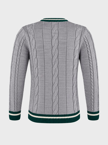 Men's Grey Slim Fit Textured Casual Sweater