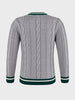 Men's Grey Slim Fit Textured Casual Sweater
