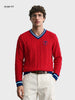 Men's Red Slim Fit Textured Casual Sweater