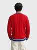 Men's Red Slim Fit Textured Casual Sweater