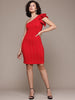 Freehand Women Fitted Textured One Shoulder Dress
