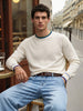 Men's White Regular Fit Solid Casual Sweater