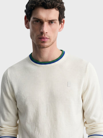 Men's White Regular Fit Solid Casual Sweater