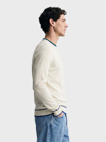Men's White Regular Fit Solid Casual Sweater