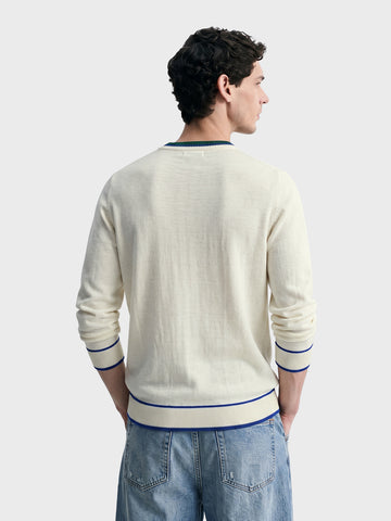 Men's White Regular Fit Solid Casual Sweater