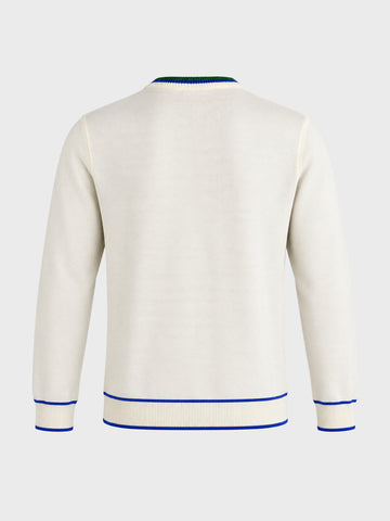 Men's White Regular Fit Solid Casual Sweater