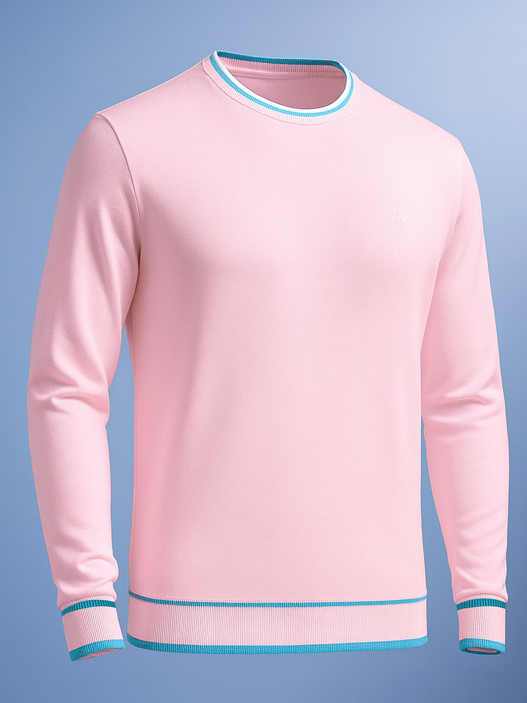 Men's Baby Pink Regular Fit Solid Casual Sweater