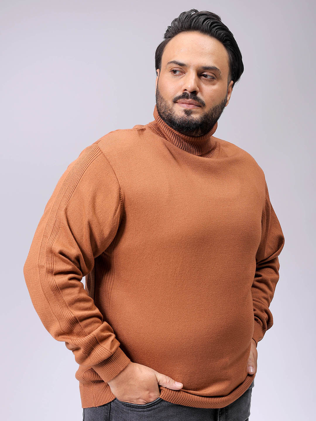 Men's Plus Fit Solid Turtle Neck Sweater