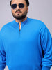 Men's Plus Fit Solid Half Open High Neck Sweater