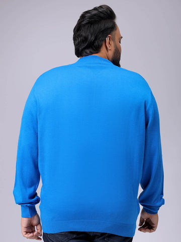 Men's Plus Fit Solid Half Open High Neck Sweater
