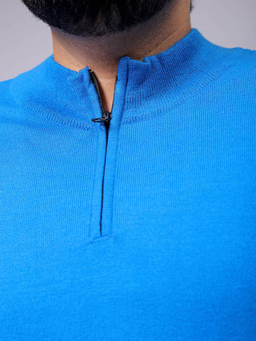 Men's Plus Fit Solid Half Open High Neck Sweater
