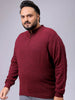Men's Plus Fit Solid Half Open High Neck Sweater