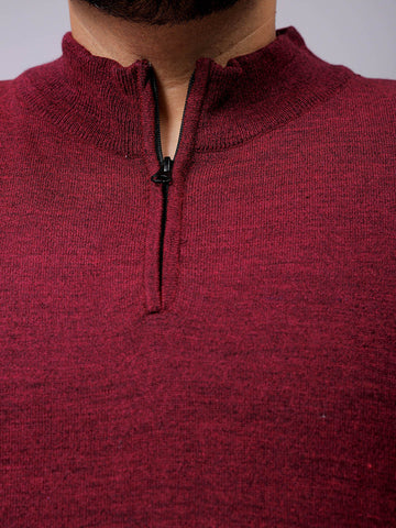 Men's Plus Fit Solid Half Open High Neck Sweater
