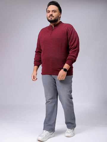 Men's Plus Fit Solid Half Open High Neck Sweater