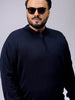 Men's Plus Fit Solid Half Open High Neck Sweater