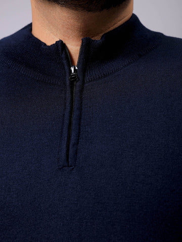 Men's Plus Fit Solid Half Open High Neck Sweater