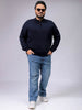 Men's Plus Fit Solid Half Open High Neck Sweater