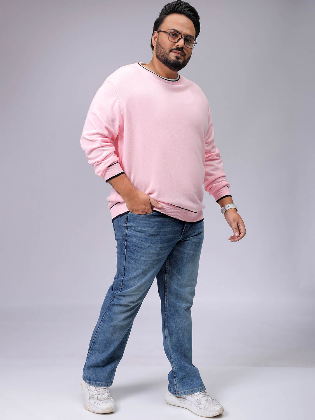 Men's Plus Fit Solid Crew Neck Sweater