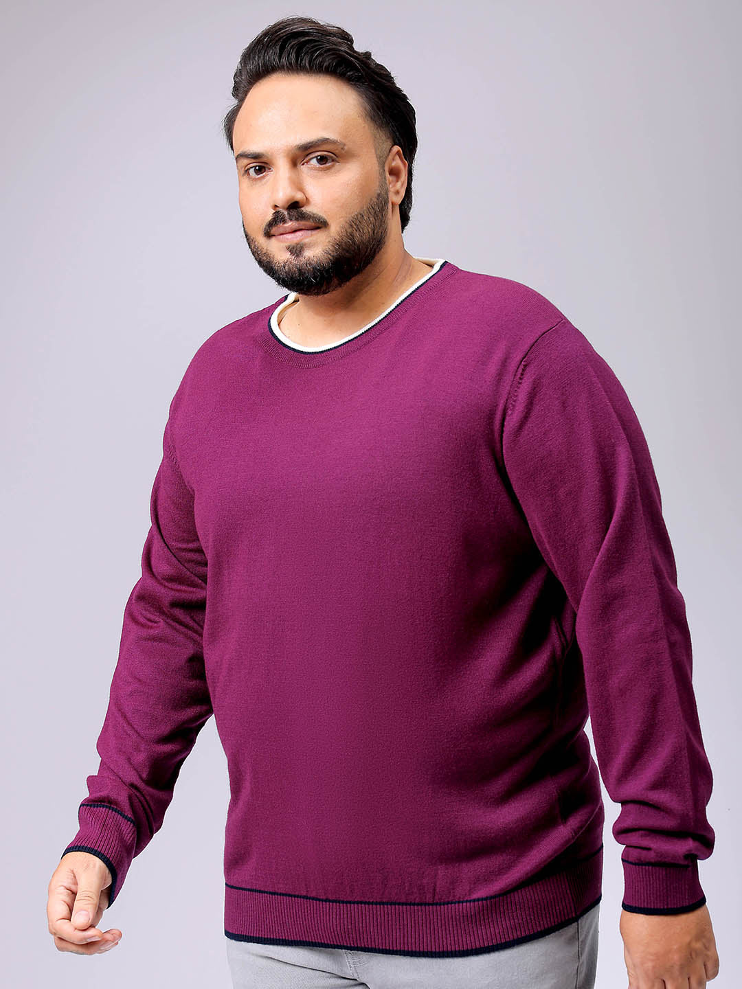 Men's Plus Fit Solid Crew Neck Sweater