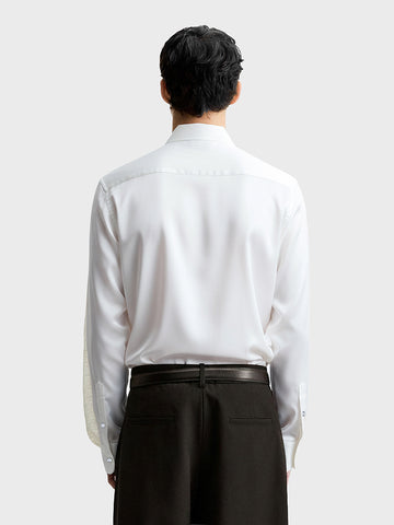 Men's White Slim Fit Solid Party Wear Shirt