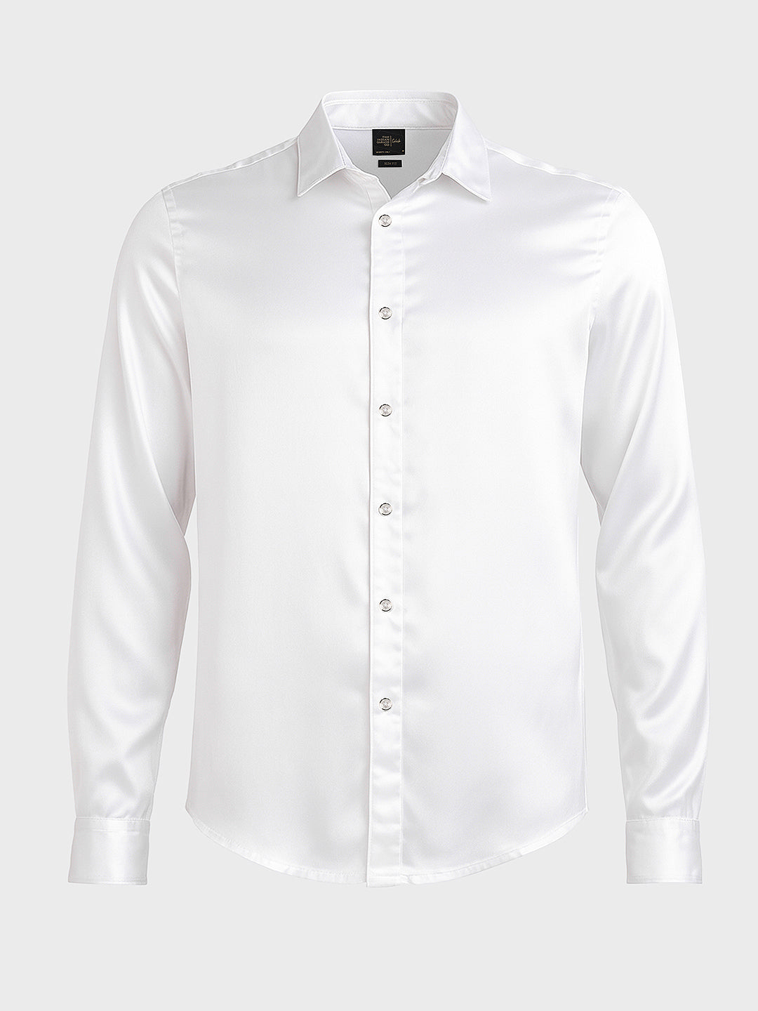 Men's White Slim Fit Solid Party Wear Shirt
