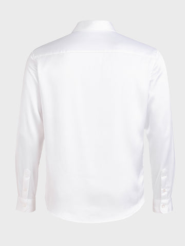 Men's White Slim Fit Solid Party Wear Shirt